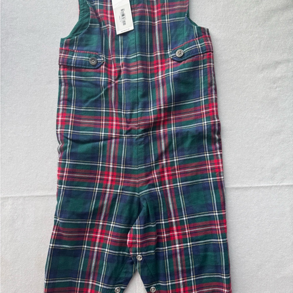 Janie and Jack Red and Green Plaid Kids Overalls